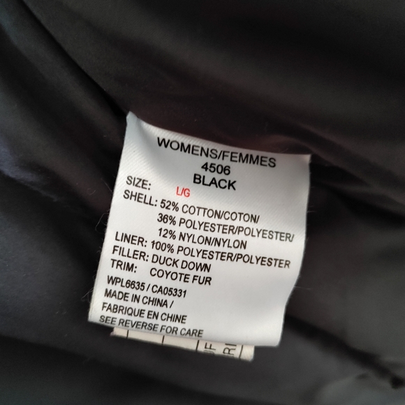 Woolrich Arctic Parka Duck Down Coat Coyote Fur Hood Size Large Black - Picture 15 of 15